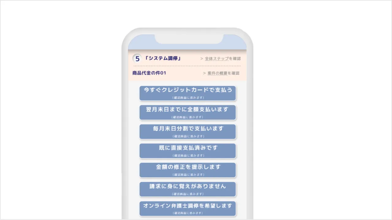 チャットツールのような交渉画面